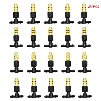 

20PCS Adjustable Copper Misting Nozzle w/ 4/7mm Plastic Tee Connector Brass Watering Irrigation Sprinkler Cooling Nozzle