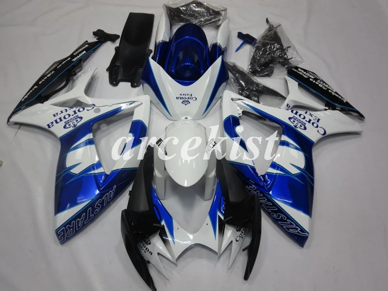4 подарки ABS мотоцикл Полный обтекатели комплект подходит для Suzuki GSX-R 600 750 2006 2007 06 07 GSXR600 GSXR750 пользовательские темная собака - Цвет: blue white