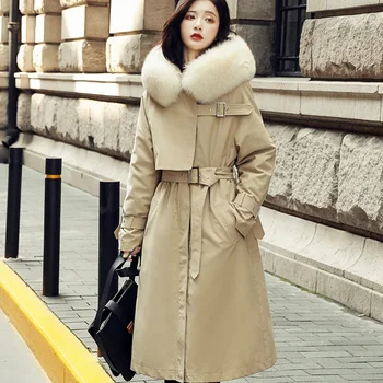 

Real Large Fox Fur 2020 Winter Long Down Parkas Women 90% White Duck Down Coat Hooded Female Thick Warm Puffer Jacket Windproof