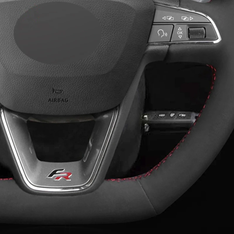 Черный замшевый DIY чехол рулевого колеса автомобиля для сиденья Leon Cupra R Leon ST Cupra Ateca FR