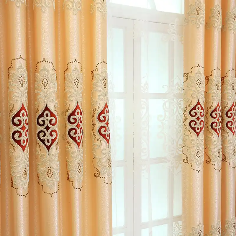 Europaische Gestickte Vorhang Luxus Edle Gelb Blackout Fenster Vorhange Fur Wohnzimmer Schlafzimmer Villa Franzosisch Fenster Tull Jd842e Vorhange Aliexpress