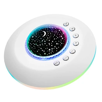 

USB Portable White Noise Machine Baby for Sleeping with Night Light/Starry Projector, 20 Fidelity Non-Looping Sounds/Fan Lullaby