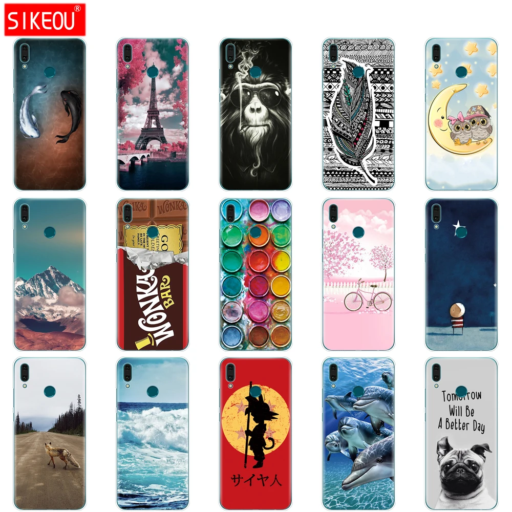 Чехол для Huawei Y9 2019 силиконовый чехол из ТПУ мягкий телефона prime coque etui бампер 360