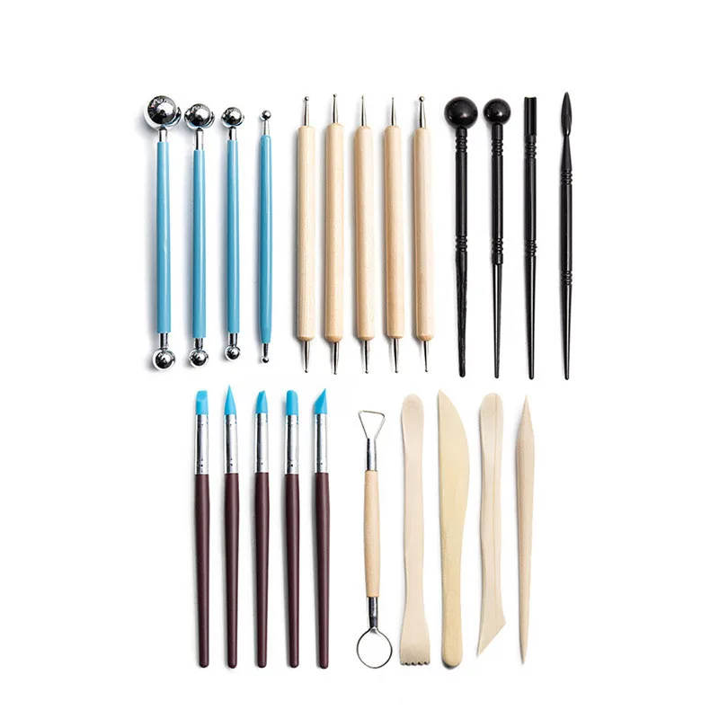 23PCS Ceramic Clay Tools Set Polymer Pottery Wooden Sculpting Cleaning Tool tool sculpture | Дом и сад