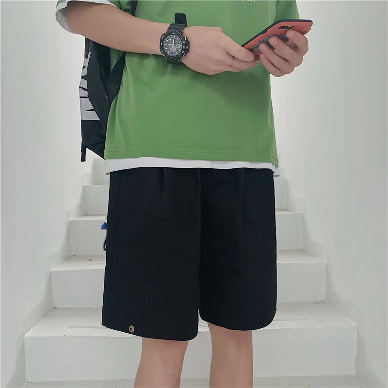 

Popular Brand Style Straight-Cut Casual Shorts Male STUDENT'S Loose-Fit Korean-style Solid Color Fifth Pants Summer