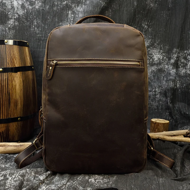 Luufan Extra Large Double Zipper High Capacity Leather Backpack For 14 15 16 Inch Laptop Bagpack Man Computer Packsack | Багаж и сумки
