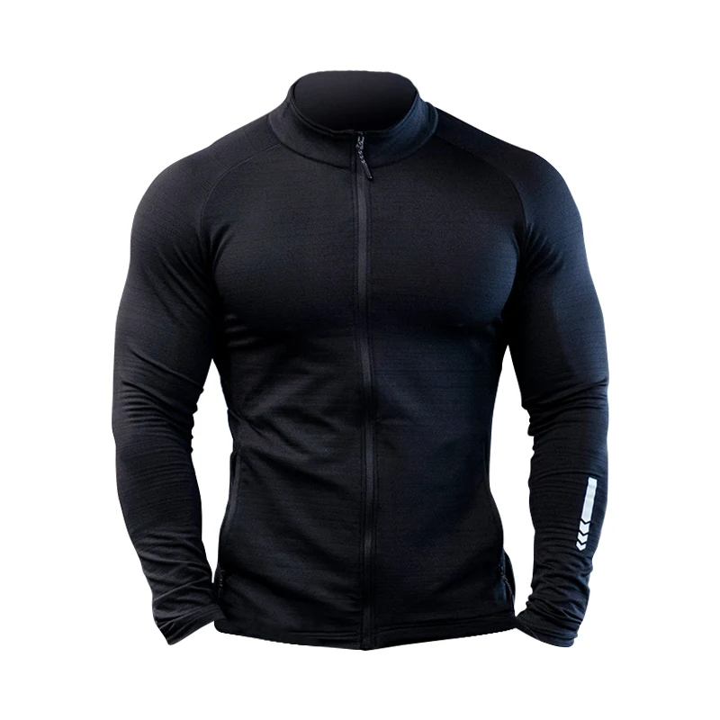 New Winter thick Sport Shirt Men Zipper elastic Quick dry Running Jackets  Fitness Gym Sports Clothing Sport Top Mens Sportswear