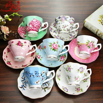 

FSILE English Afternoon Tea Coffee Cup and Saucer Set Bone China Cup Water Cup Creative Tea Set Afternoon Tea