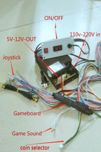 Аркадная игра источник питания комплект 5 V-12 V с 28Р Джем-проволока и выключателями Plug and Play набор «сделай сам» для аркадных игровых автоматов