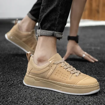 

2020 New Autumn Fashion PU Leather Men Casual Shoes Sneakers Footwear Soft Rubber Male Flats Shoes 3 Color Mens Vulcanized Shoes