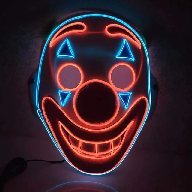 Маска Джокера Хоакина Феникса Артура флека клоуна ПВХ светодиодный маски для косплея реквизит для женщин и мужчин Хэллоуин - Цвет: LED
