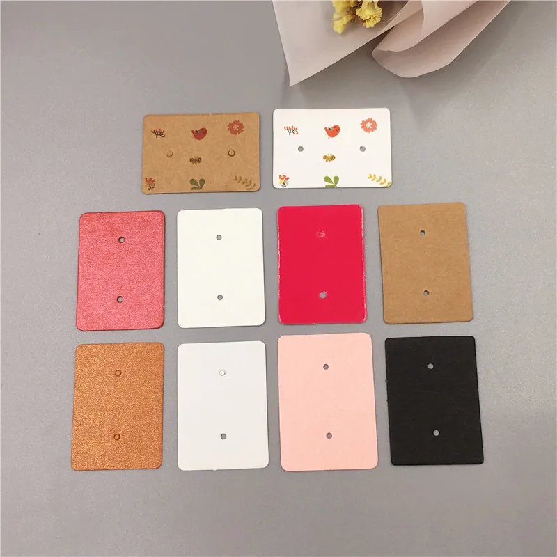 3.5*2.5cm 100Pcs/ Lot Kraft Paper Ear Studs Hang Tag Jewelry Display Card Earring Kraft Paper Tag Ear Ring Hang Price Tags