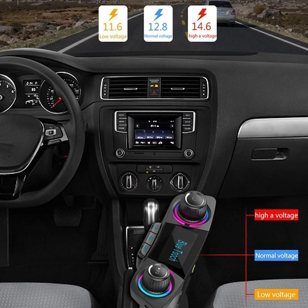 Автомобильный MP3-плеер с ЖК-экраном 1,3 дюйма, Bluetooth, громкая связь, динамик, 2 USB порта, зарядное устройство, управление эквалайзером