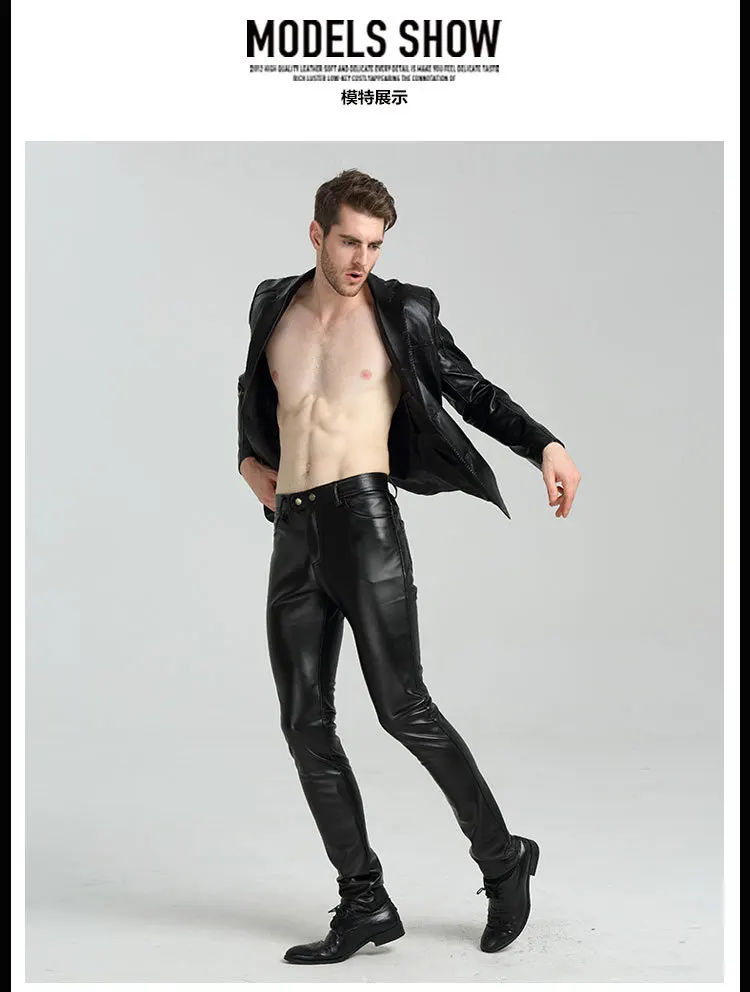 male model leather pants
