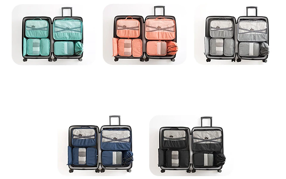 7 шт./компл. Для мужчин Путешествия комплекты с сумкой Водонепроницаемый Упаковка Куб Портативный одежда для сортировки нижнего белья Для женщин Чемодан Организатор сумка аксессуары