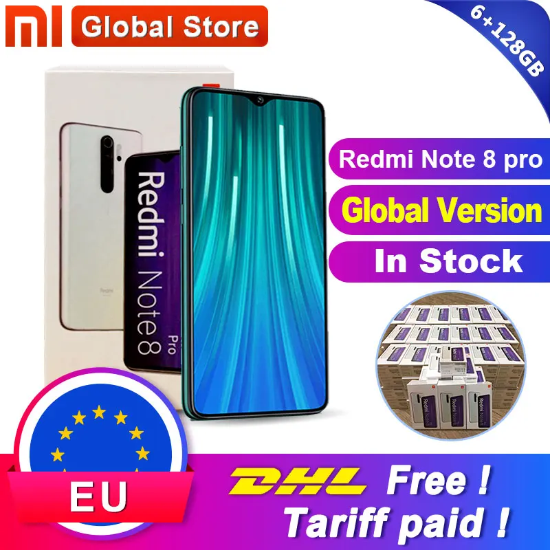 

Global ROM Xiaomi Redmi Note 8 Pro 6GB 128GB Mobile Phone 64MP Quad Camera MTK Helio G90T Smartphone 4500 NFC