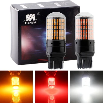 

YM E-Bright 2 PCS 7443 T20 W21/5W Brake Light Auto LED Canbus 3014 NO ERROR Car Lights 12V DC NO Hyper Flash Amber White Red