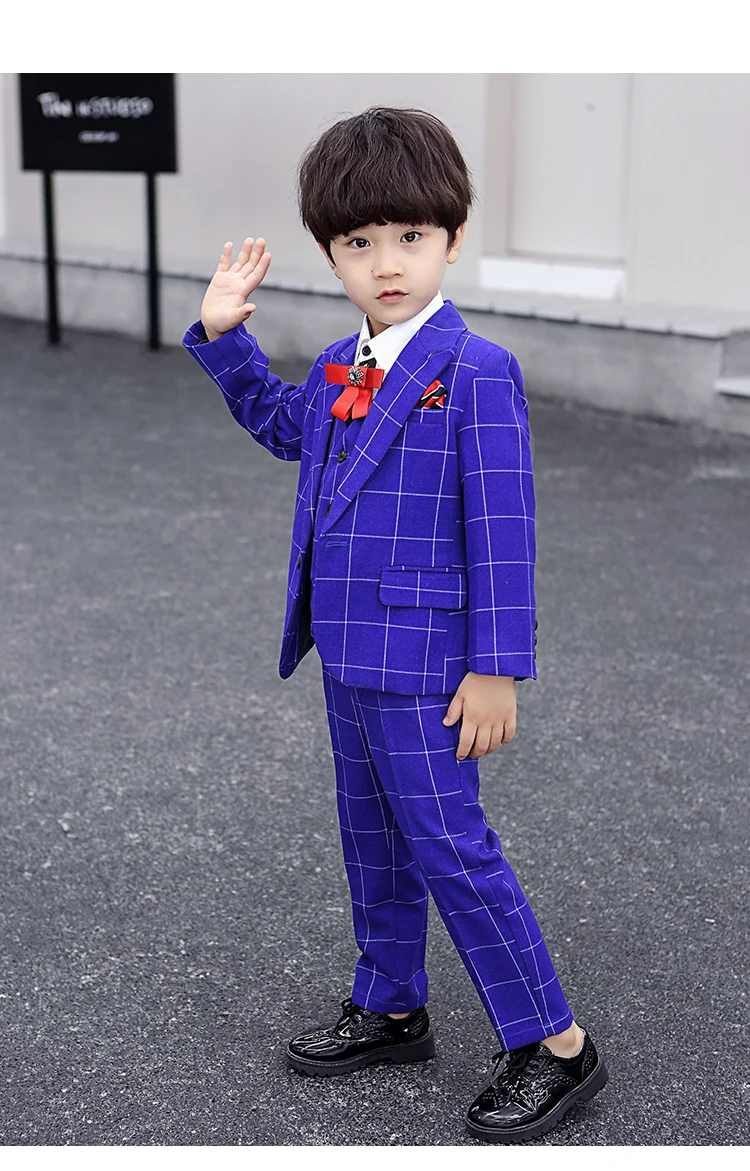 Children's Dress Suits Boy Child Wedding Formal Party Suit 3 Pieces Vest Pants Blazers Costume Boys Clothing 3-10T