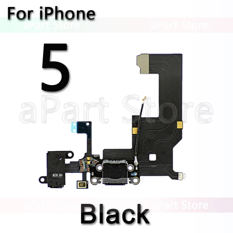 OEM USB порт зарядное устройство док-станция зарядный гибкий кабель для iPhone 5S, SE 5 6 6s плюс док-разъем с микрофоном Flex - Цвет: For iPhone 5 Black