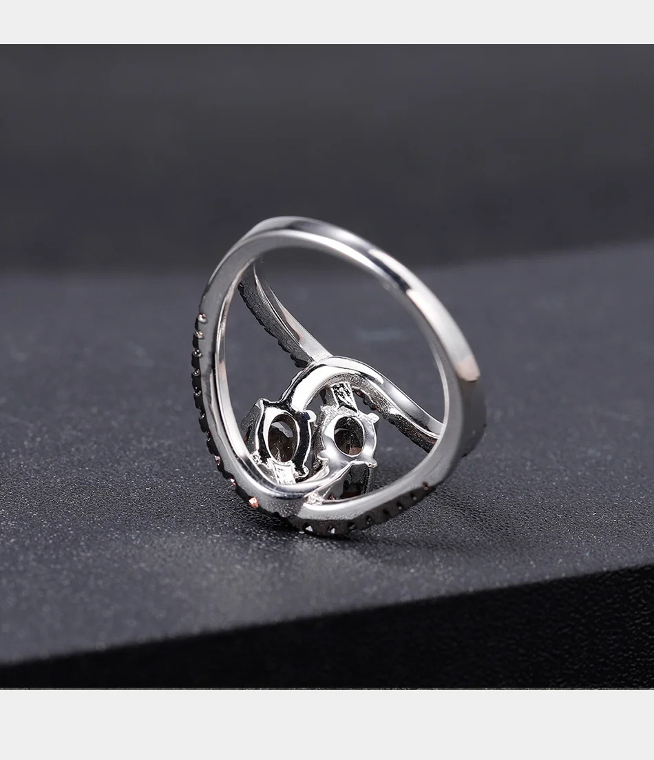 GEM'S BALLET, классика, 925 пробы, серебро, 0.88Ct, натуральный дымчатый кварц, драгоценный камень, кольцо, разделенная полоса, вихревые кольца для женщин, хорошее ювелирное изделие