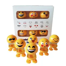 6 Pcs Huihom Cute Smile Face Mini Shaking Head Car Ornament Dolls Funny Springs Dancing Toys Marvel Car Ornaments 2*1.18