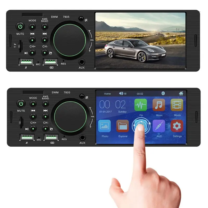 1 комплект, автомобильный радиоприемник с двумя usb-портами, 4 дюйма, HD, Bluetooth, 4,0, обратное изображение, мультимедиа, MP5 плеер, автомобильный AUX, FM, стерео, музыкальный плеер