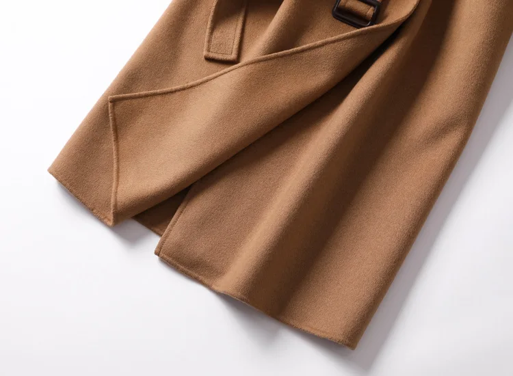 Shuchan 50% кашемировое+ 50% шерстяное дизайнерское Женское пальто зимнее высококачественное длинное женское пальто с двойным вырезом, регулируемые на талии