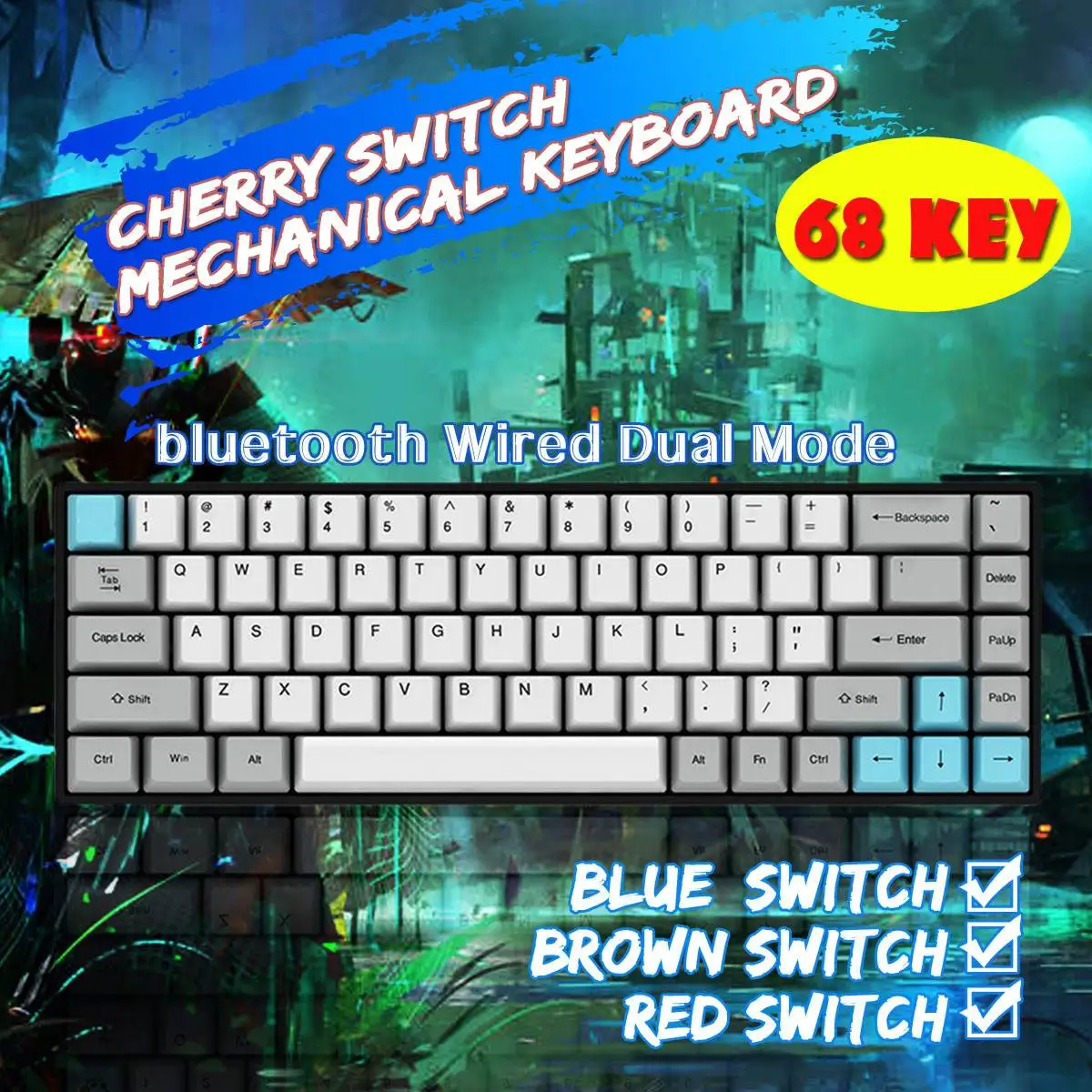 

INSMA Mechanical keyboard Version 68Keys PBT Keycap Dye-Sublimated Keycaps For Mechanical Gaming Keyboard