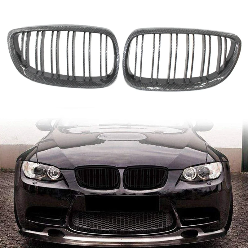 

Carbon Fiber Gloss Black for BMW E92 E93 2006-2009 Coupe M3 Front Kidney Twin Fins Grille Grill Replacement