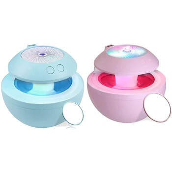 

Portable Usb Humidifier,Mini Fan,Led Projection,Abs Mirror,4 In 1 Personal Room Humidifiers,500Ml Cool Mist Humidifiers With Fan