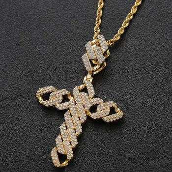 

MISSFOX Crosses Pendant For Men Famous Brand Jewelry Fashion Popular Micro Diamond Pendants Of Friendship Stainless Steel bijou