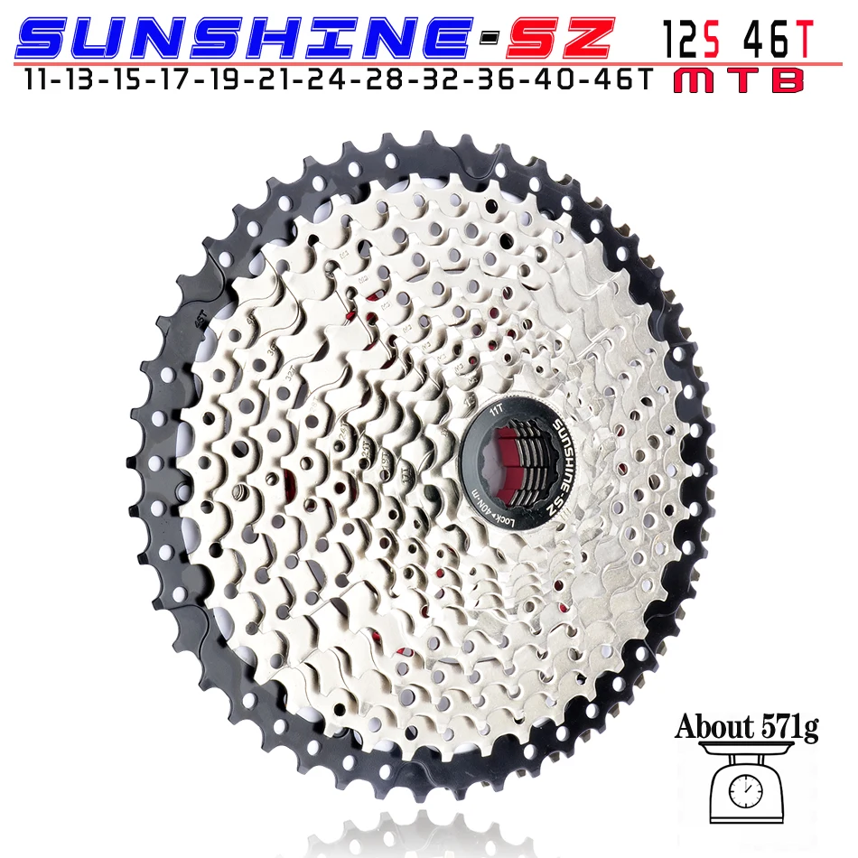 12S 11-46T silver SUNSHINE 8S 9S 10s 11S 30s Geschwindigkeit 36/42/46/50t Freilauf Breite Verhaltnis горный велосипед Fahrrad Schwungrad - Цвет: 12S 11-46T silver