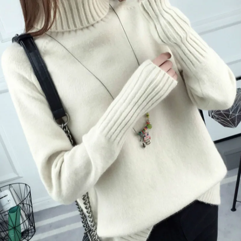 Sweaters Woman Pullovers Fashion 2020 Tutleneck Jumper Maglioni Korean Vintage Fluffy Loose Sweatshirts Jersey Negro Mujer Girl
