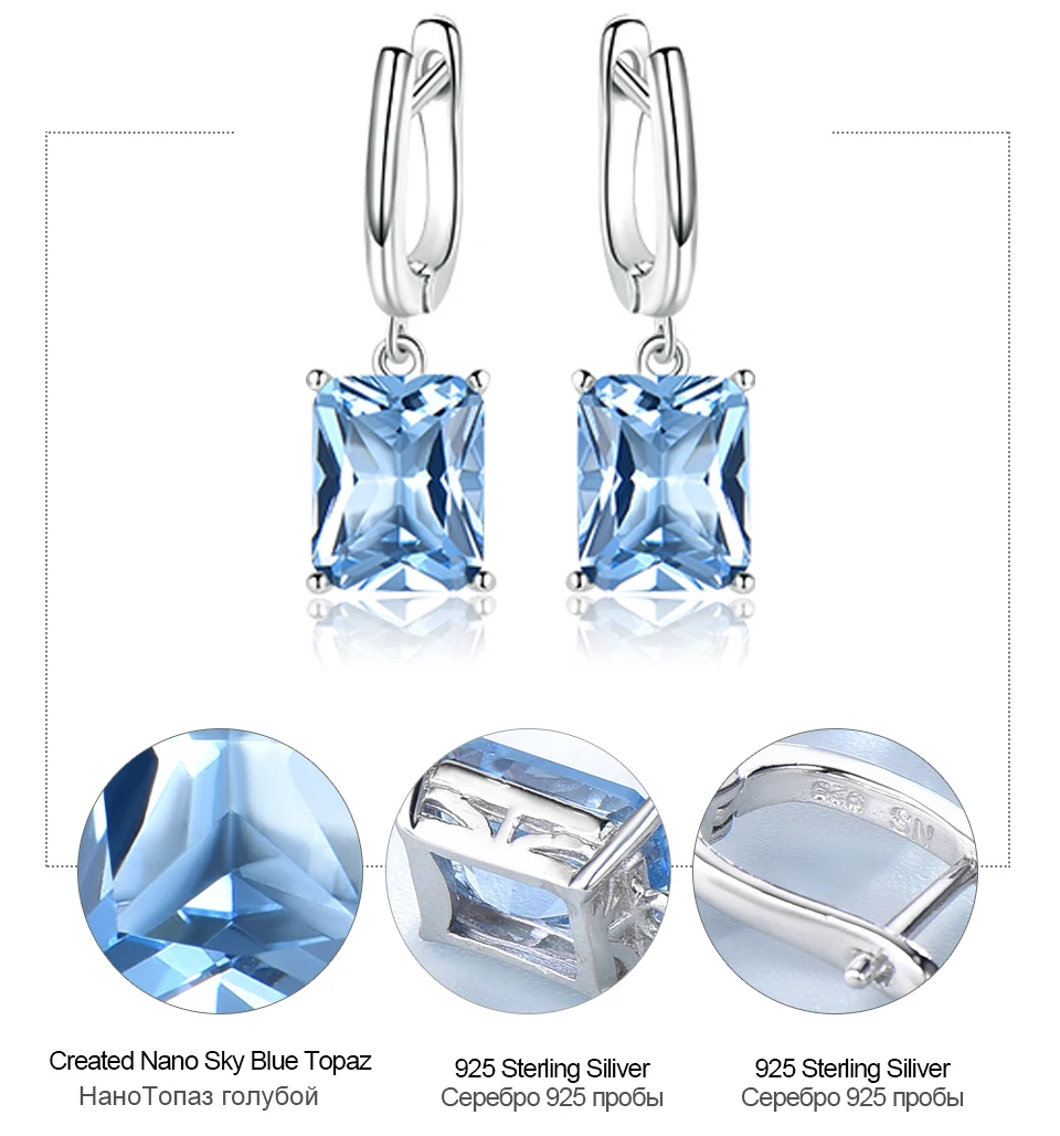 UMCHO &nbsp;Nano Sky Blue Topaz 925 sterling silver earring for women EUJ094B-1-pc   (7)
