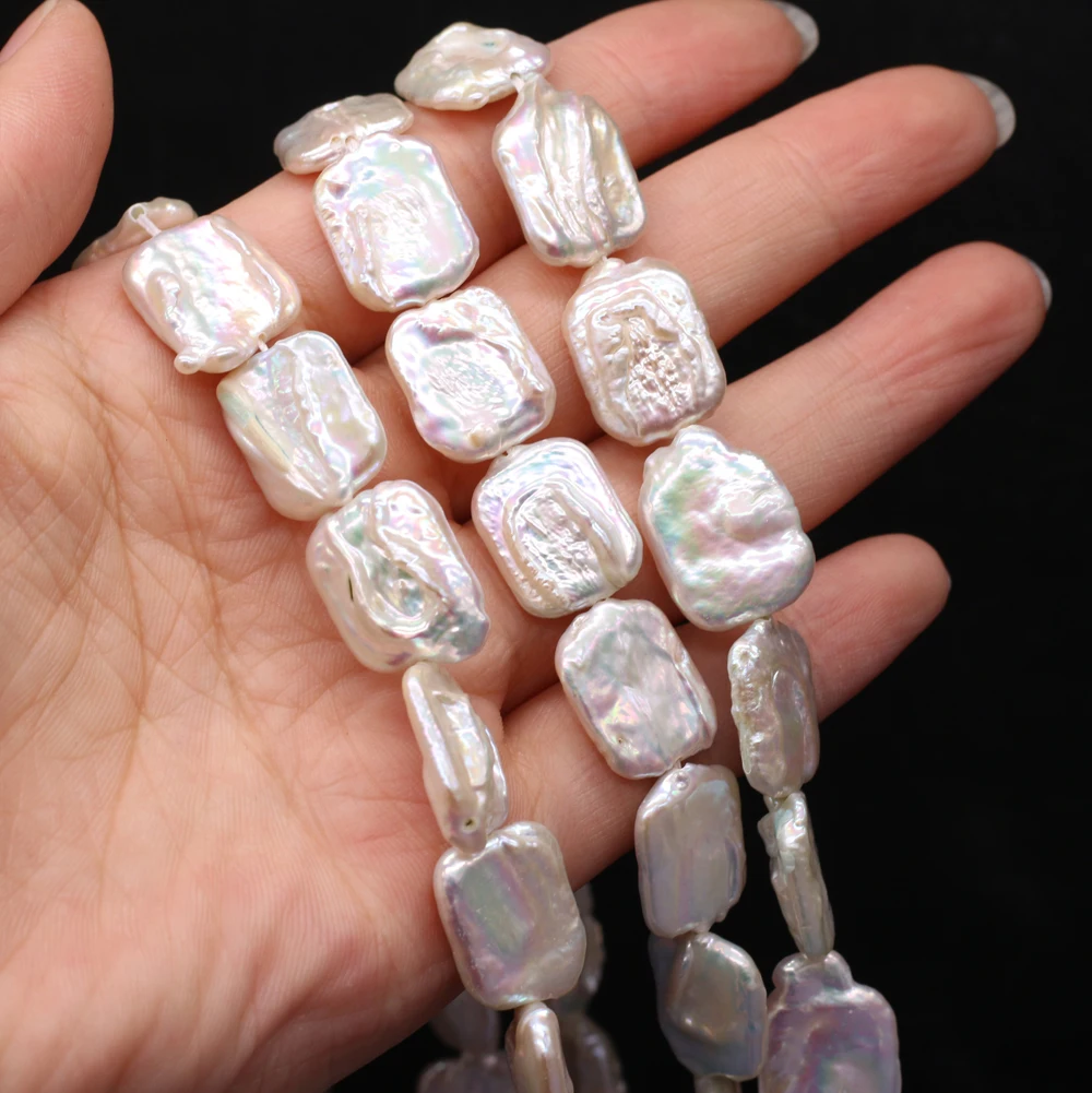 Hot selling natural freshwater pearl beaded irregular white square DIY for making jewelry accessories 14x17mm