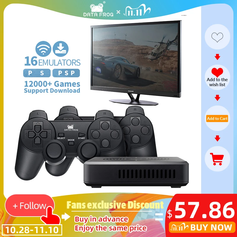 

DATA FROG Retro Game Console Built-in 3000+games 100 3D games For PS1/PSP WIFI Video Game Console Support HDMI Output