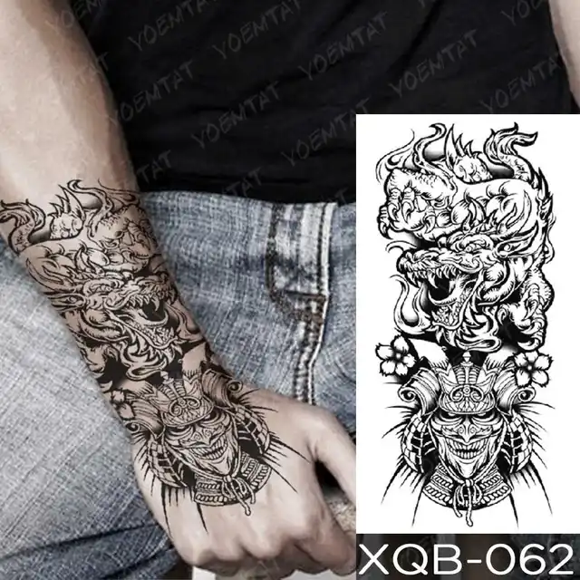 Dragon Wolf Tiger Animal Waterproof Temporary Tattoo Sticker Man Arm Leg Tato Body Art Fake Tatto Water Transfer Tatoo Women 45-XQB062