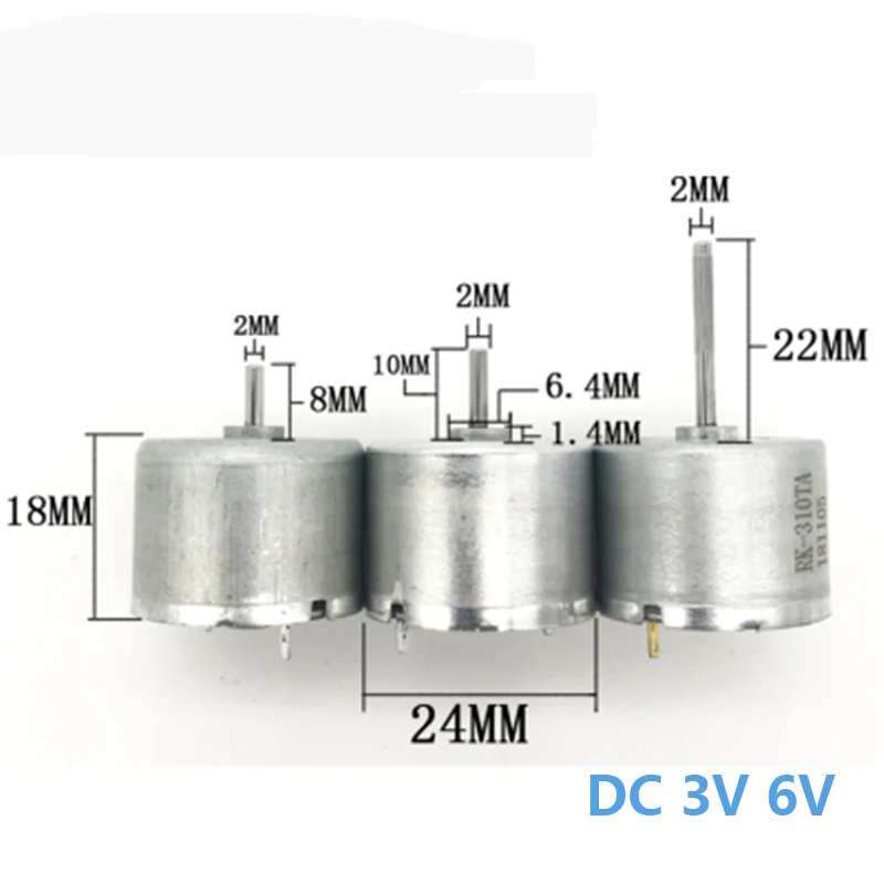 

4pcs Mini Motor DC 3V 6V High Speed 3200/7000rpm Micro Electric Motor Shaft 8/10/22mm Making DIY Small Model Toys RF310-11400