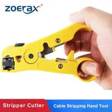 Zoerax cortador e stripper para cat5 cat6 plana ou redonda stp/utp cabo de descascamento ferramenta de mão para rg59/6/7/11 ferramenta