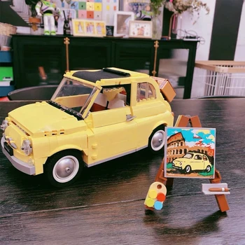 

Creator Expert Vintage Fiat Nuova 500 yellow vehicle Building Block children Italian style car toy collection blocks