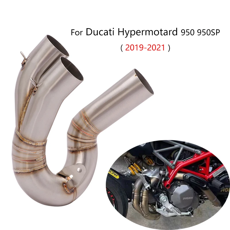 

Для Ducati Hypermotard 950/950 SP 2019-2021, выхлопная труба для мотоцикла, средний соединительный элемент, удаляемый катализатор, скользящий на складе, глушитель из стали