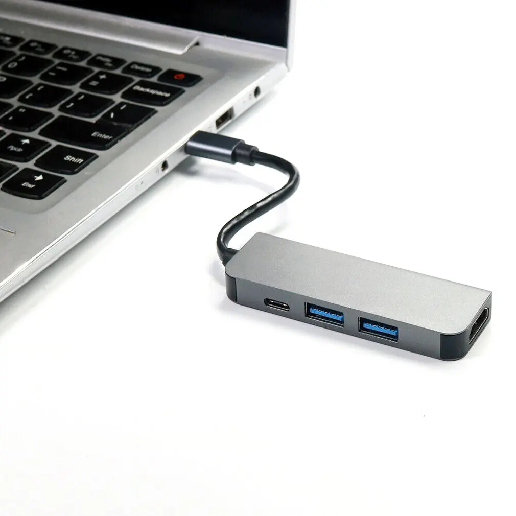 4 в 1 type C концентратор к HDMI 4K 2USB 3,0 и PD зарядный порт USB C многопортовый адаптер