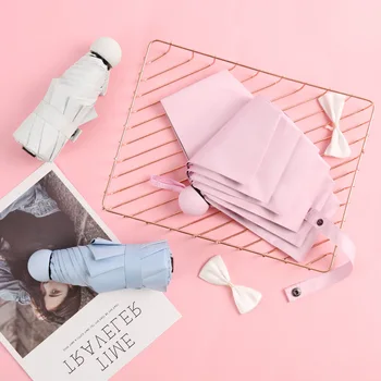 

Solid Color 8-Bone Five-Fold Vinyl Umbrella Sun Protection UV Protection Sun Umbrella Female Personalized Creative Sun Umbrella