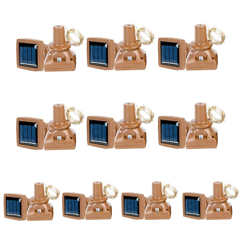 

10 Pcs/Lot 20 LED Solar Powered Wine Bottle Cork Lights Garland DIY Christmas Holiday String Lights for Halloween Wedding