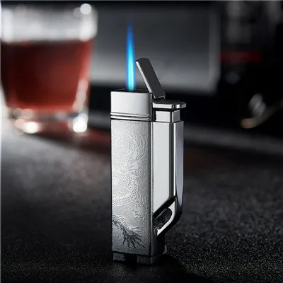 silver Фокус Мини-сигарета Бутан газовая зажигалка брелок сигара пламя ветрозащитная зажигалка барбекю кухня аксессуары для курения - Цвет: silver