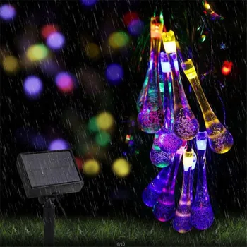 

10/20m 100/200LED Solar Water Drop Fairy String Light Bar Club Waterproof Lighting Decorate Lamp Outdoor Christmas Garden