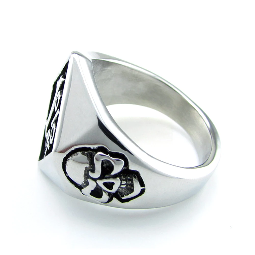 Punk Cool 316L Stainless Steel Silver Color Black Biker 1% er Skull Ring Men's Motorcycle Biker Band Party Rings 5