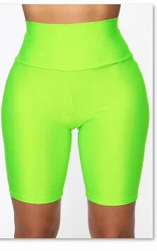 Fluorescent Green Модные женские повседневные велосипедные шорты, Эластичные Обтягивающие шорты для бега, велоспорта, спортивные шорты для фитнеса, тренажерного зала, бодибилдинга, пробежек - Цвет: Fluorescent Green