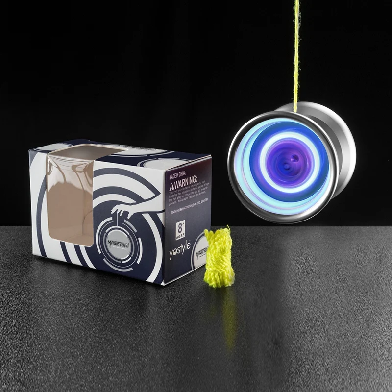 Волшебный yoyo Y02-Aurora светильник yoyo, профессиональный не реагирующий yoyo, сплав yoyo с синим Led светильник s мяч с сумкой перчатки 5x веревки