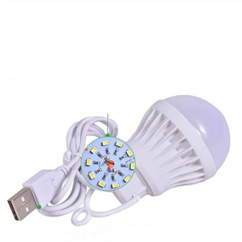 1pc 3W/5W/7W Usb Bulb Light Portable Lamp Led for Hiking Camping Tent Travel Work with Notebook Christmas for Home 2